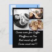 コーヒーとマフィン2、ブルーベリーマフィン、コーヒー… ポストカード (正面/裏面)