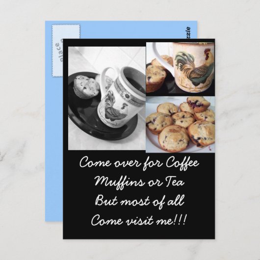 コーヒーとマフィン2、ブルーベリーマフィン、コーヒー… ポストカード (正面/裏面)