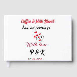 コーヒーとミルクのブレンド ラブ カップル コーヒー 赤いハート ゲストブック
