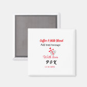 コーヒーとミルクのブレンド ラブ カップル コーヒー 赤いハート n マグネット (正面/裏面)