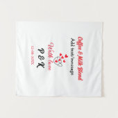 コーヒーとミルクのブレンド 愛のカップル コーヒー 赤いハート タペストリー (正面(横))