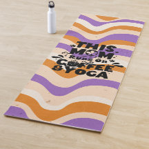 コーヒーとヨガの走レトロの波状パターン上のこのママ