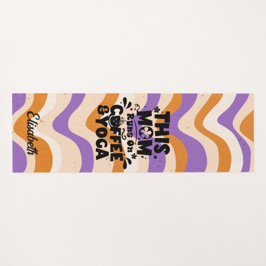 コーヒーとヨガの走レトロの波状パターン上のこのママ ヨガマット (裏面(横))