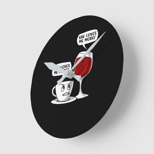 コーヒーとワインもっと愛してる ラウンド壁時計 (傾斜)