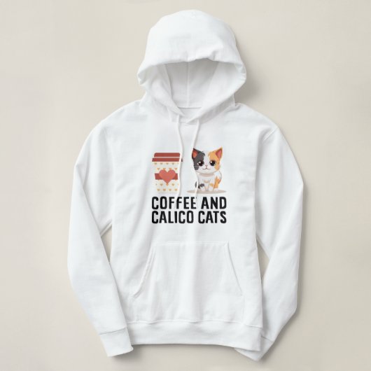 コーヒーと三毛猫おもしろい三毛猫 パーカ (デザイン正面)