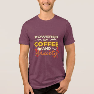 コーヒーと不安に支えられて 楽しいレトロ風タイポグラフィ トライブレンドTシャツ