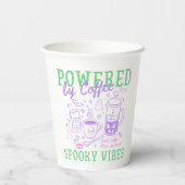 コーヒーと不気味な雰囲気に支えられて ハロウィンの幽霊 紙コップ (裏面)
