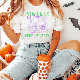 コーヒーと不気味な雰囲気に支えられて ハロウィン Tシャツ