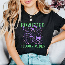 コーヒーと不気味な雰囲気に支えられて ハロウィン Tシャツ