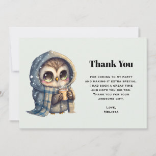 コーヒーと冬のかわいいフクロウ 過去記事 サンキューカード