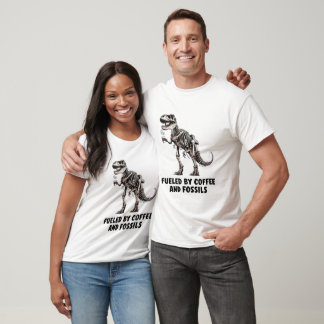 コーヒーと化石のTレックスユーモアで煽られる Tシャツ