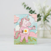 コーヒーと卵を使ったユニコーン ポストカード (スタンド正面)