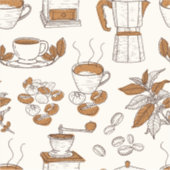 コーヒーと原材料のパターン シール (正面)