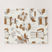 コーヒーと原材料のパターン ジグソーパズル (横)