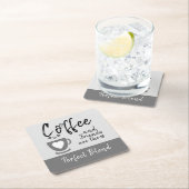 コーヒーと友人の完璧なブレンド灰色 スクエアペーパーコースター (インサイチュ)