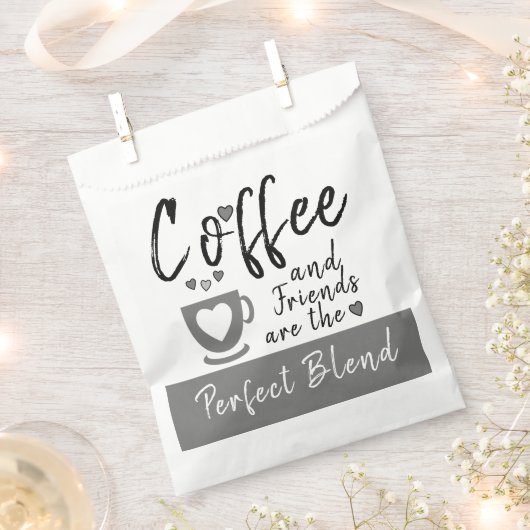 コーヒーと友人の完璧なブレンド白い灰色 フェイバーバッグ (クリップ留めされた状態)