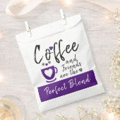 コーヒーと友人の完璧なブレンド白い紫 フェイバーバッグ (クリップ留めされた状態)