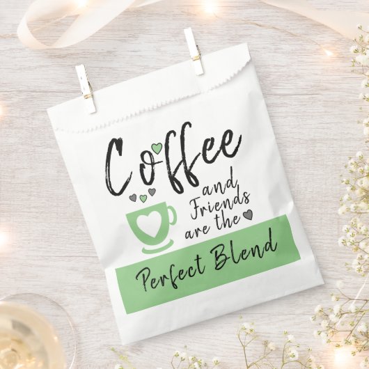 コーヒーと友人の完璧なブレンド白い緑 フェイバーバッグ (クリップ留めされた状態)