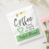 コーヒーと友人の完璧なブレンド白い緑 フェイバーバッグ (封をした状態)