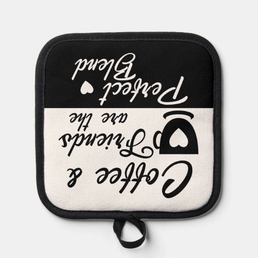 コーヒーと友人の完璧なブレンド黒 鍋敷き (正面)