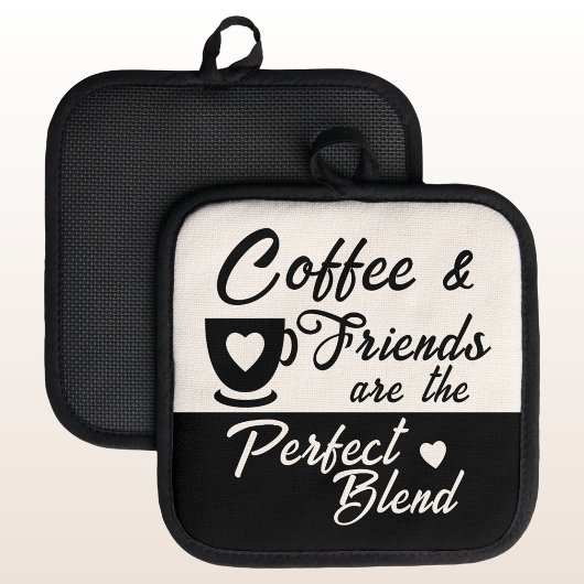 コーヒーと友人の完璧なブレンド黒 鍋敷き