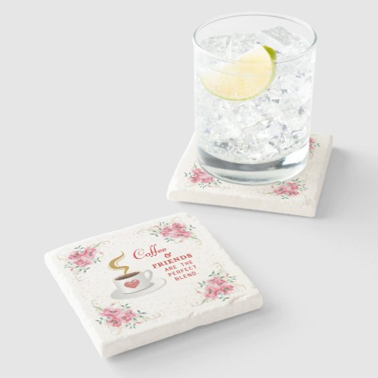 コーヒーと友人の完璧なブレンド ストーンコースター (横)