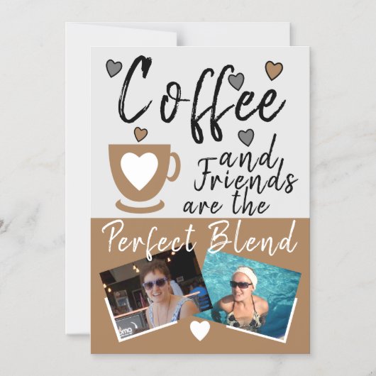 コーヒーと友人の茶色の写真冷蔵庫用マグネット マグネット招待状 (正面)