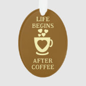 コーヒーと友人は茶色のハートを愛する オーナメント (裏面)