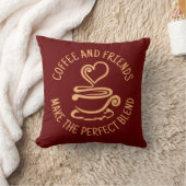 コーヒーと友人、完璧なブレンド クッション (ブランケット)
