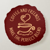 コーヒーと友人、完璧なブレンド ラウンドクッション (裏面)