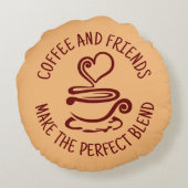 コーヒーと友人、完璧なブレンド ラウンドクッション (裏面)