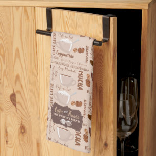 コーヒーと友達のパターン キッチンタオル