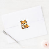 コーヒーと可愛い柴犬 – ほっこり犬イラスト ラウンドシール (封筒)
