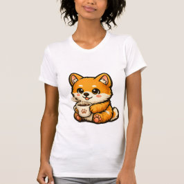 コーヒーと可愛い柴犬 – ほっこり犬イラスト Tシャツ