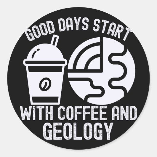 コーヒーと地質学で始まる良い一日 ラウンドシール (正面)