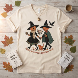 コーヒーと季節の魔法に縛られて かわいいパンプキン Tシャツ