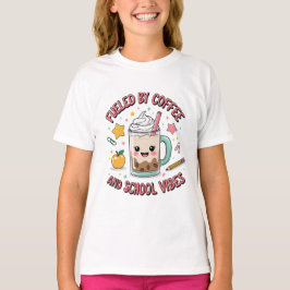 コーヒーと学校の雰囲気に支えられて かわいい先生の勉強 Tシャツ