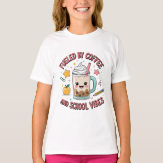 コーヒーと学校の雰囲気に支えられて かわいい先生の勉強 Tシャツ