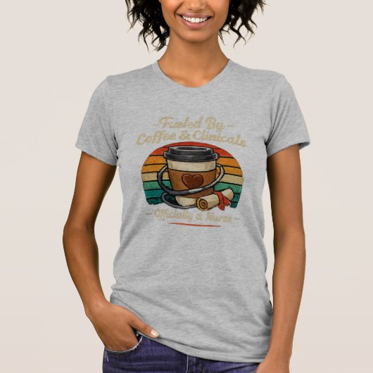 コーヒーと実習で乗り切った看護学生の卒業祝いに Tシャツ (正面)