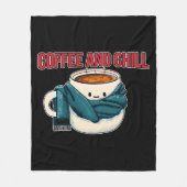 コーヒーと寒さ フリースブランケット (正面)