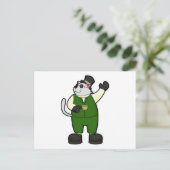 コーヒーと帽子を被ったグルーマー猫 ポストカード (スタンド正面)