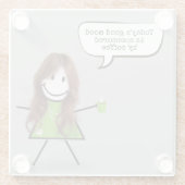 コーヒーと引用文を付けたスティックガール ガラスコースター (裏面)