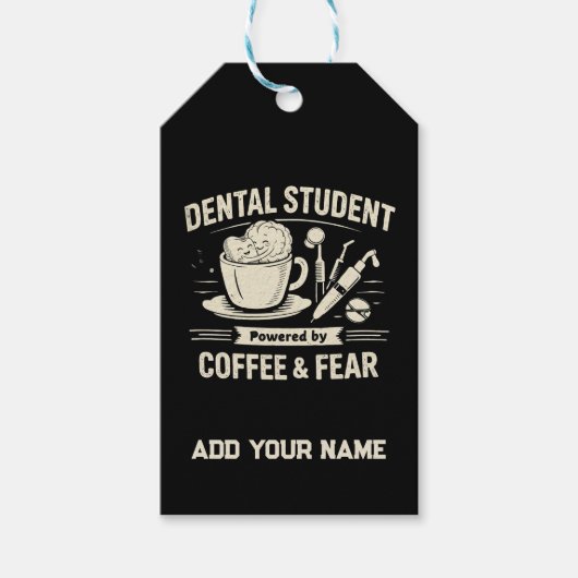コーヒーと恐怖心で頑張る歯学部生へのギフトタグ ギフトタグ (正面)