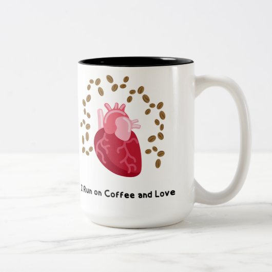 コーヒーと愛で走るマグカップ ツートーンマグカップ (右)