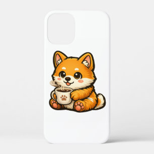 コーヒーと愛らしい柴犬 - あたたかな犬のイラスト iPhone 12 MINI ケース
