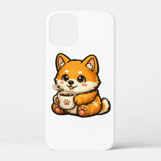 コーヒーと愛らしい柴犬 - あたたかな犬のイラスト Case-Mate iPhoneケース (裏面)