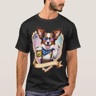 コーヒーと愛国的なパピヨン Tシャツ