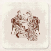 コーヒーと愛 スクエアペーパーコースター (正面)