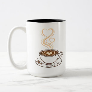 コーヒーと愛 ダブルハートアート マグ