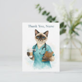 コーヒーと感謝のカードの看護猫 ポストカード (スタンド正面)